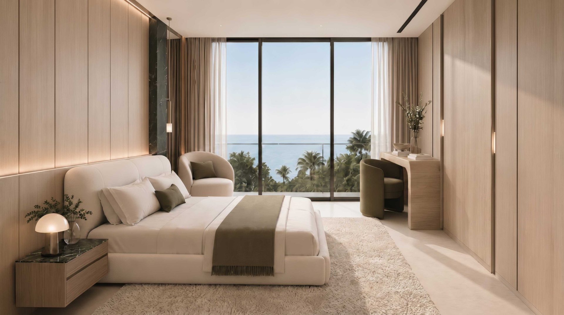 Bedroom with an ocean view